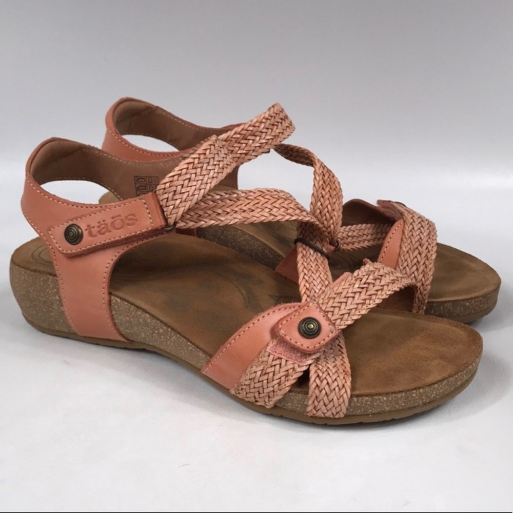 TAOS Trulie Leather Braided Strap Cork Sandals